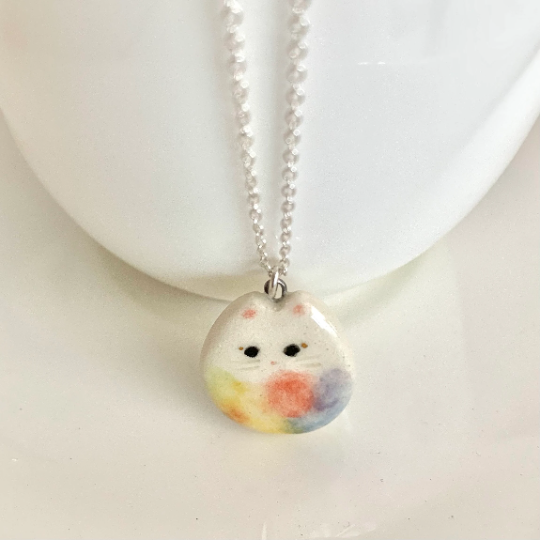 Pastel Rainbow Cat Necklace