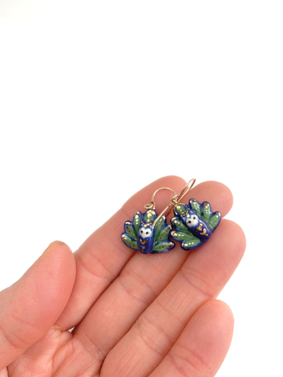 Peacock Cat Dangle Earrings