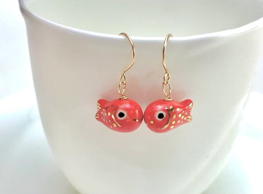 Red Fish Earrings
