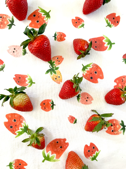 Strawberry Cat Tea Towel