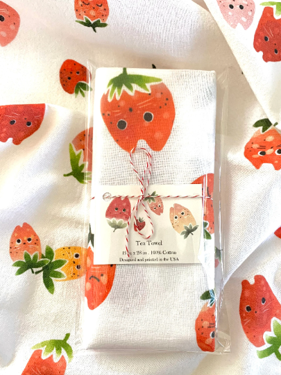 Strawberry Cat Tea Towel
