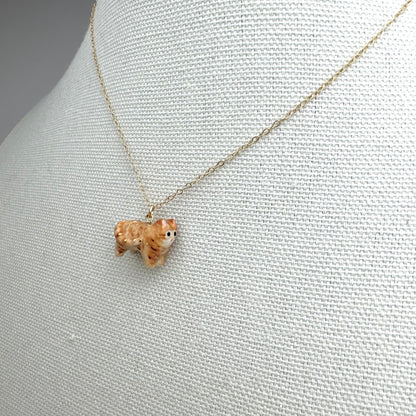 Tiny Fancy Orange Tabby Cat Necklace