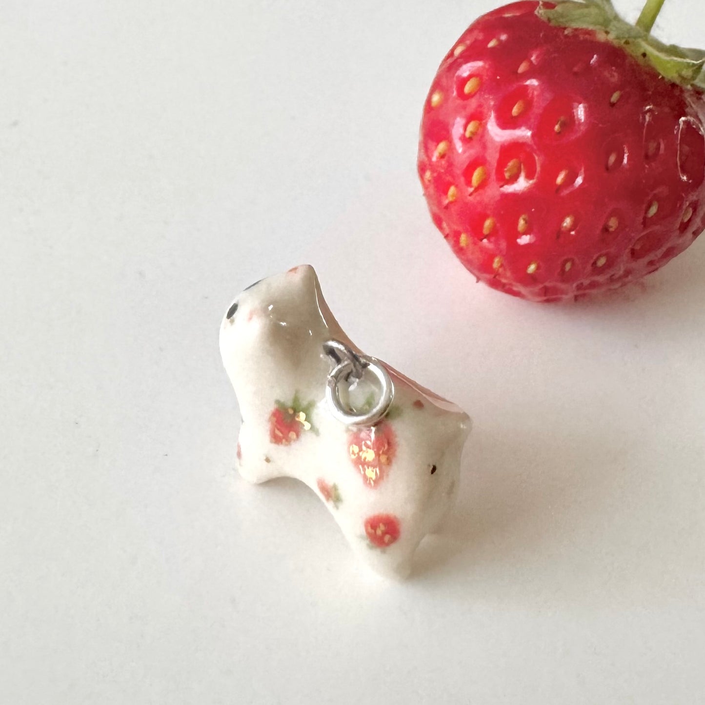 Tiny Strawberry Cat Necklace