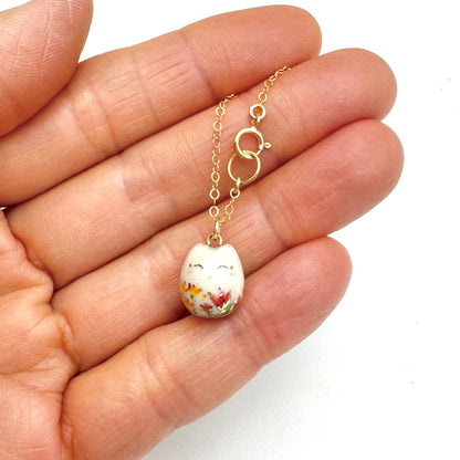 Happy Floral Cat Necklace