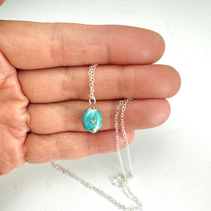 Tiny Blue Owl Necklace