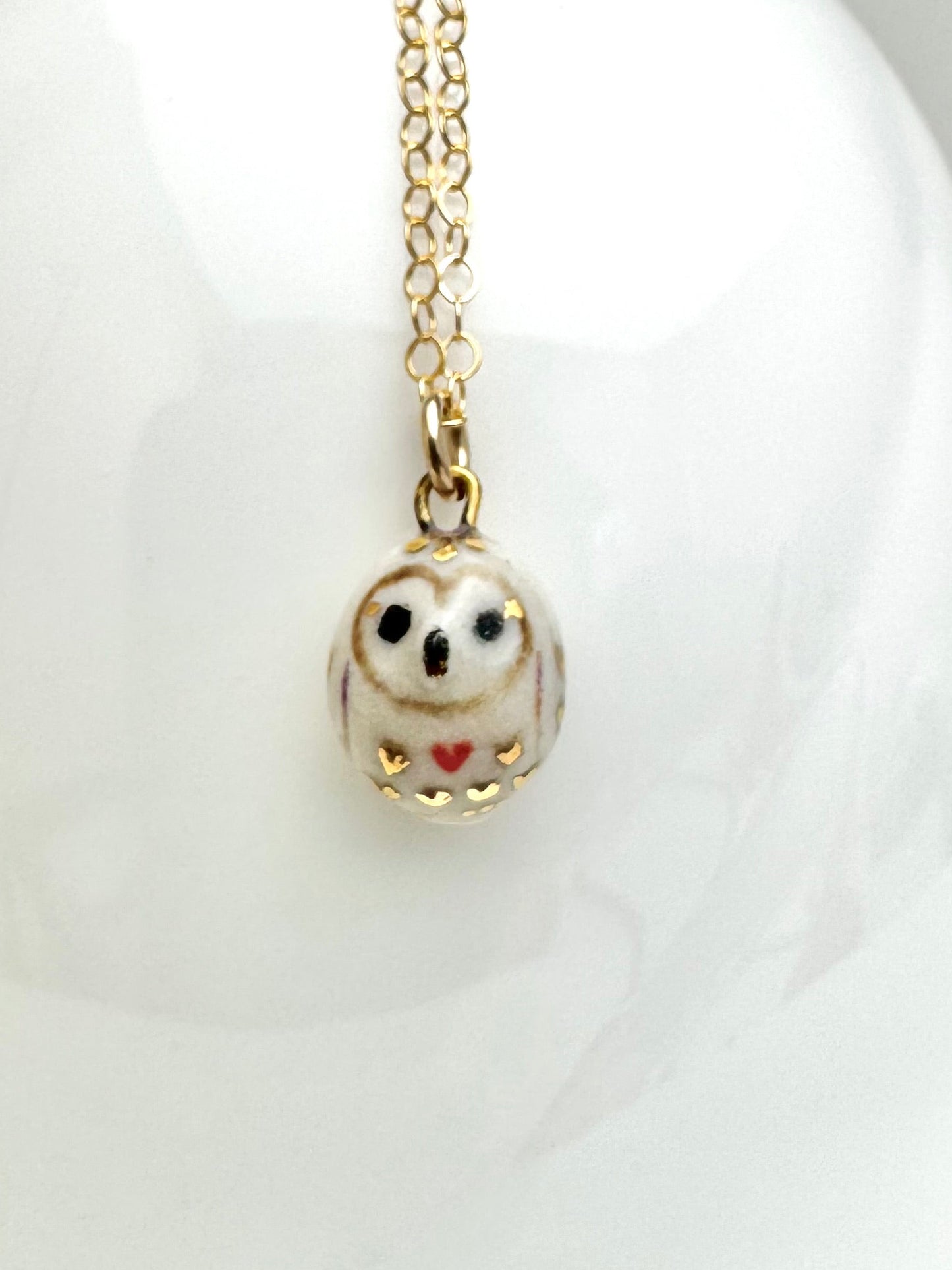 Tiny Heart Owl Necklace