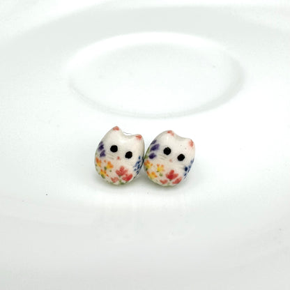 Tiny Floral Cat Stud Earrings