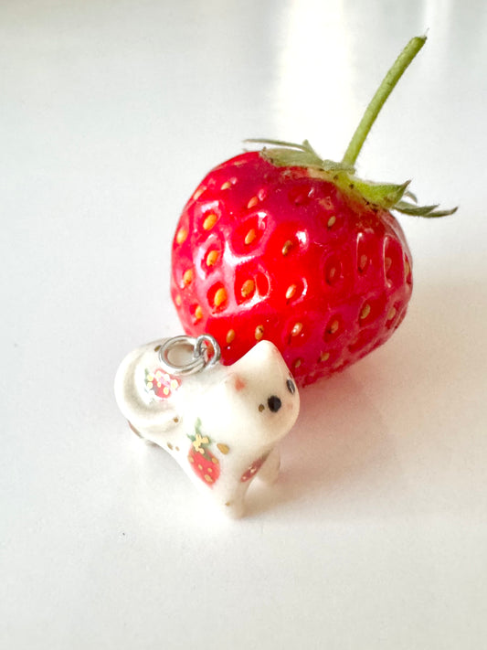 Tiny Strawberry Cat Necklace