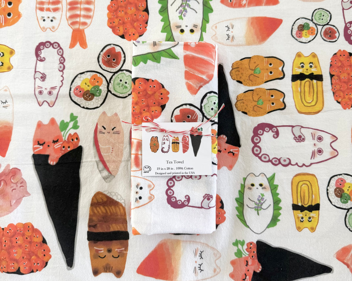 Sushi Cat Tea Towel