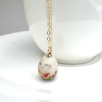 Happy Floral Cat Necklace