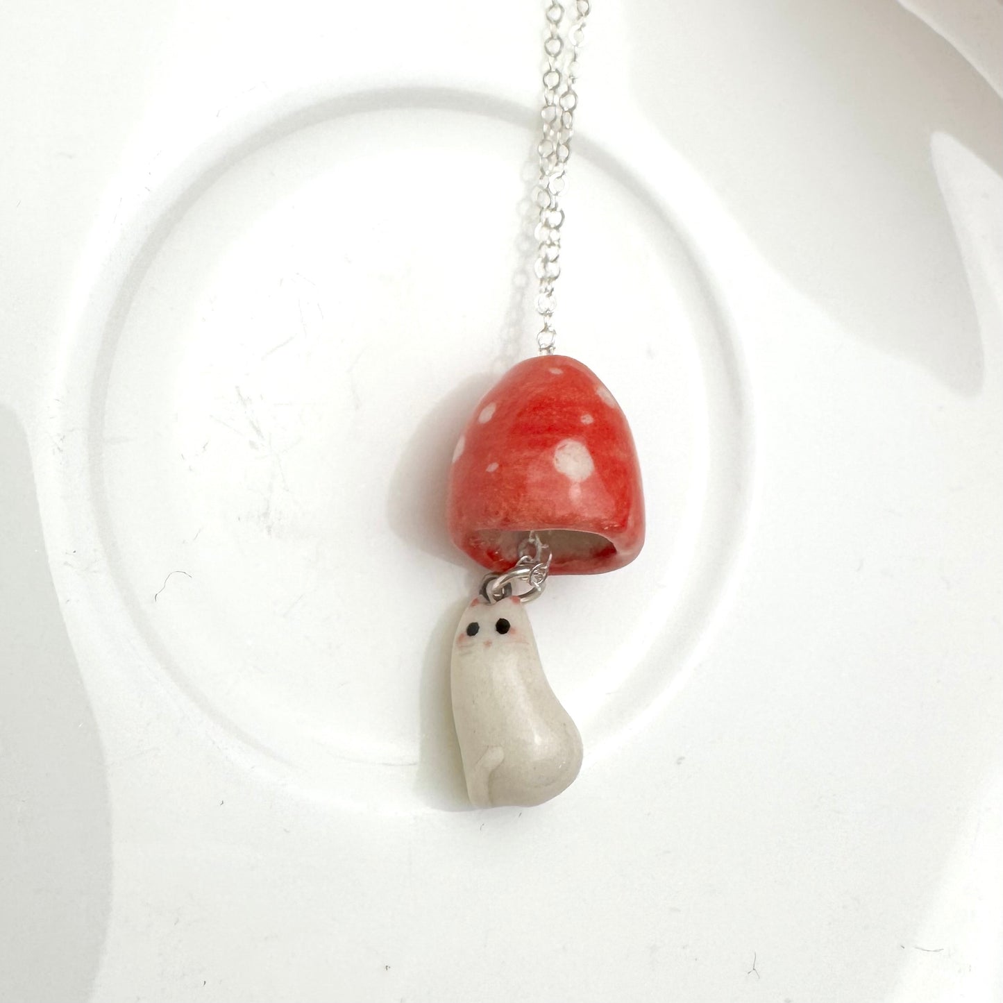 Red Mushroom Cat Necklace