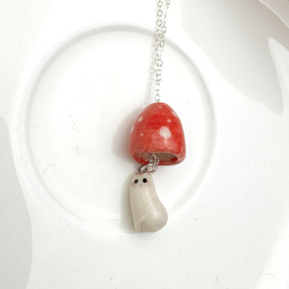 Red Mushroom Cat Necklace