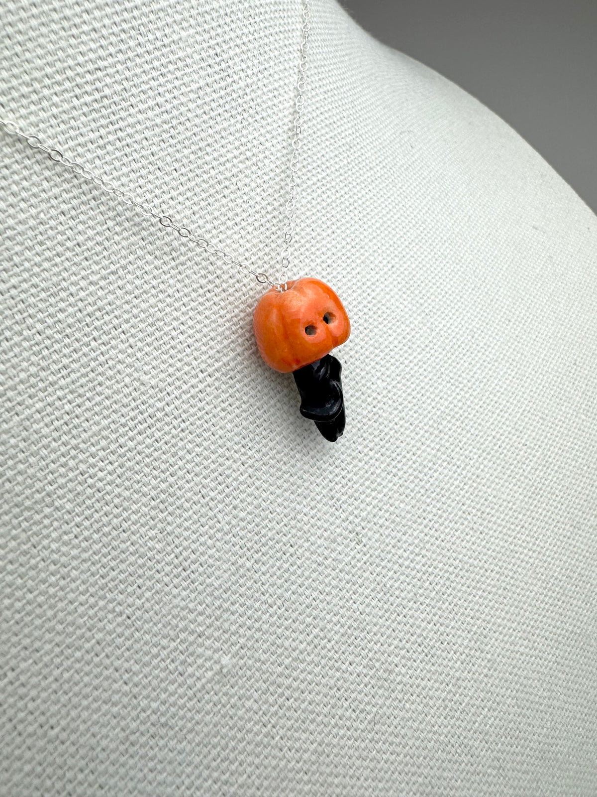 Peek-a-Boo Pumpkin Black Cat Necklace