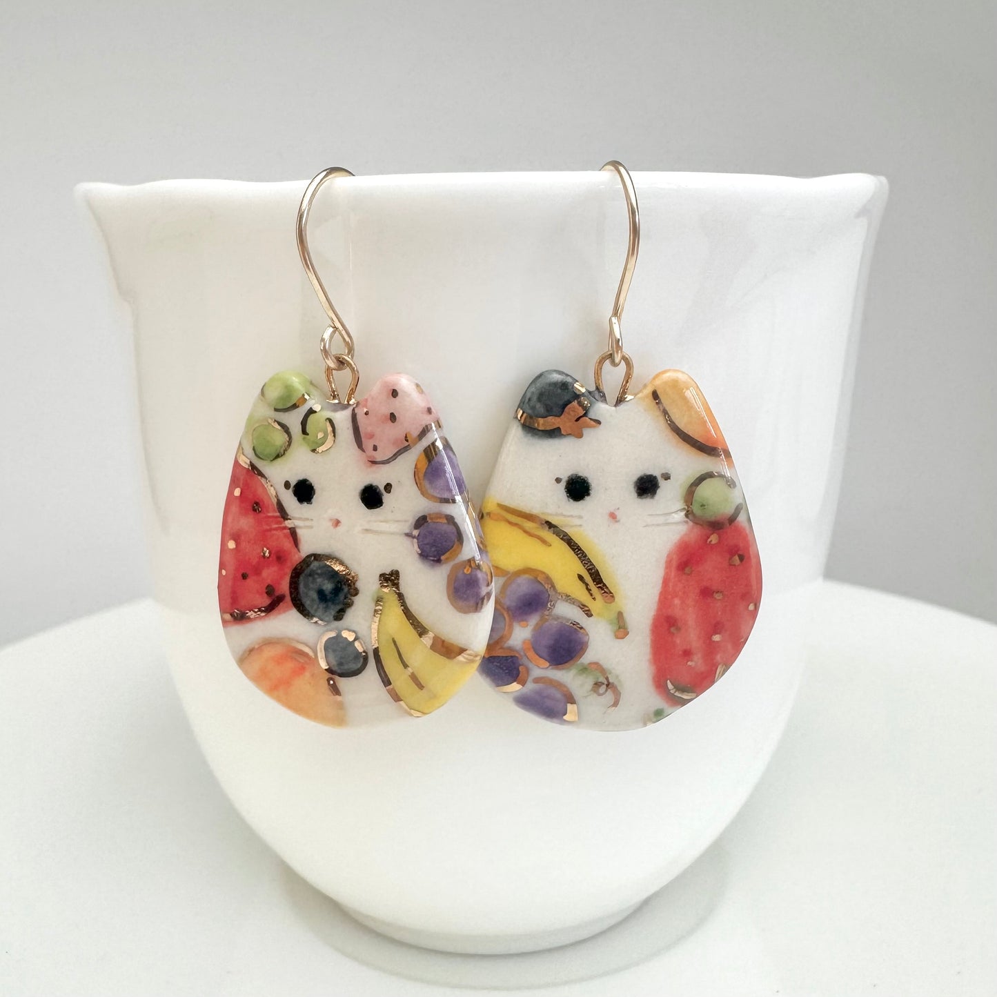 Fruit Cat earrings