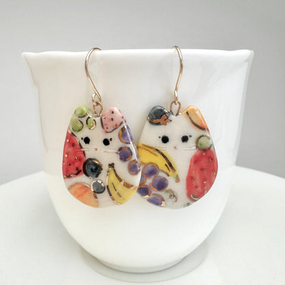 Fruit Cat earrings