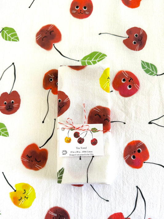 Cherry Cat Tea Towel