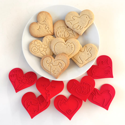 Heart cookie Stamp and Cutter Set