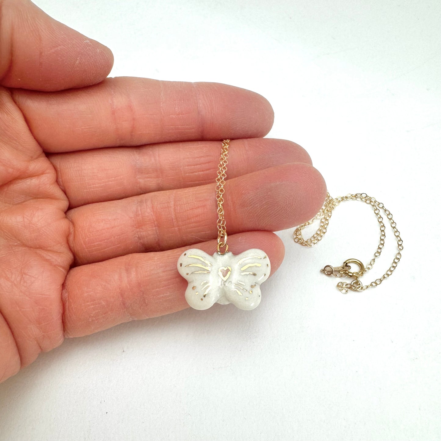 Tiny Pink Butterfly Cat Necklace