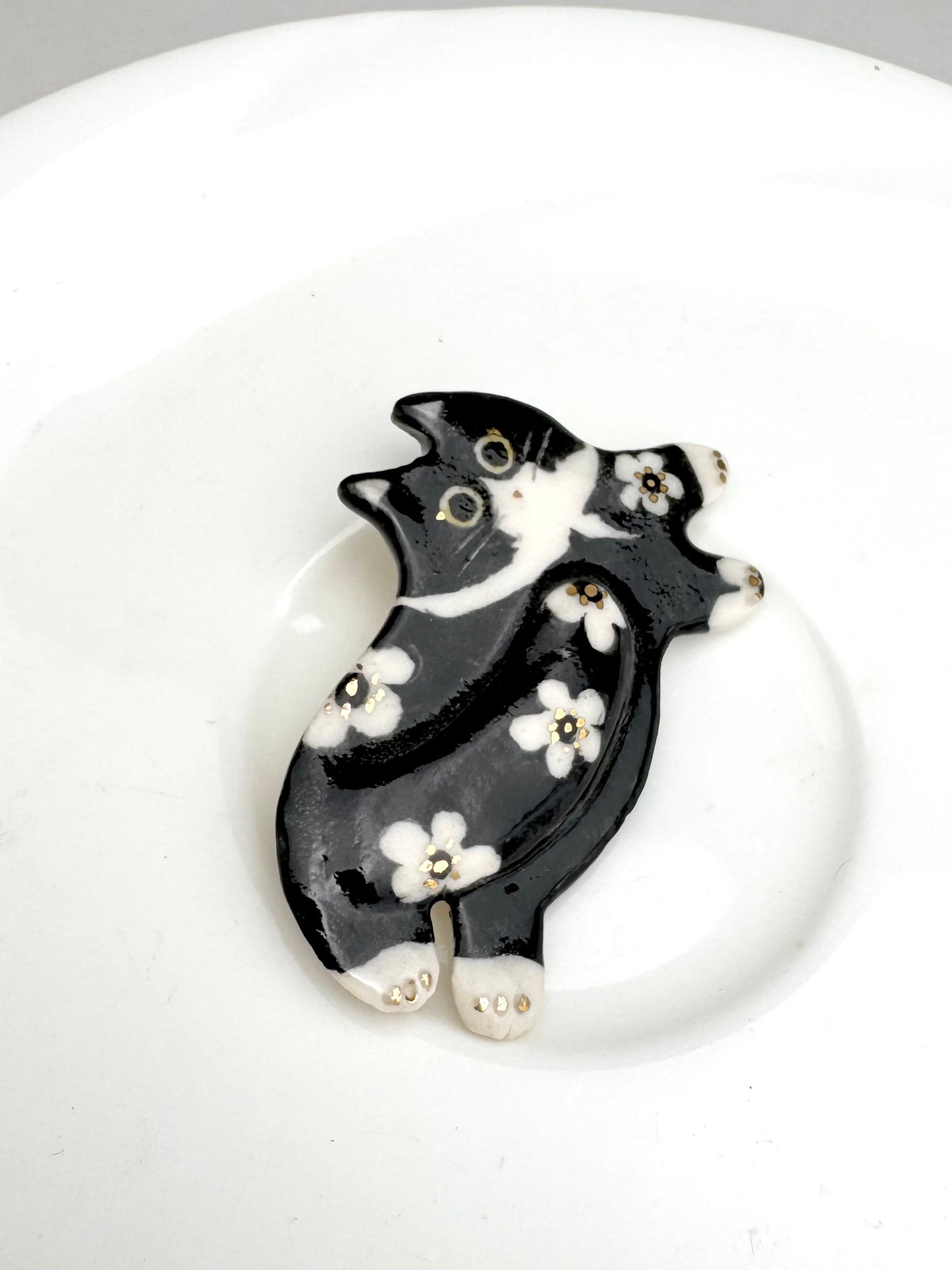 Fancy Tuxedo Cat Pin Brooch