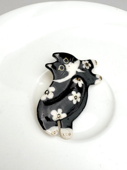 Fancy Tuxedo Cat Pin Brooch