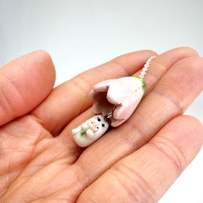 Peek a Boo Flower Cat Necklace