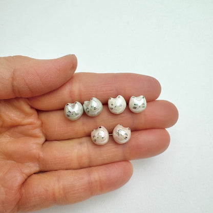 Pearly Cat Stud Earrings