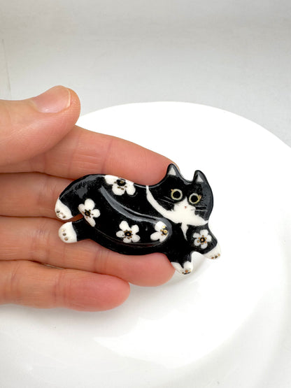 Fancy Tuxedo Cat Pin Brooch