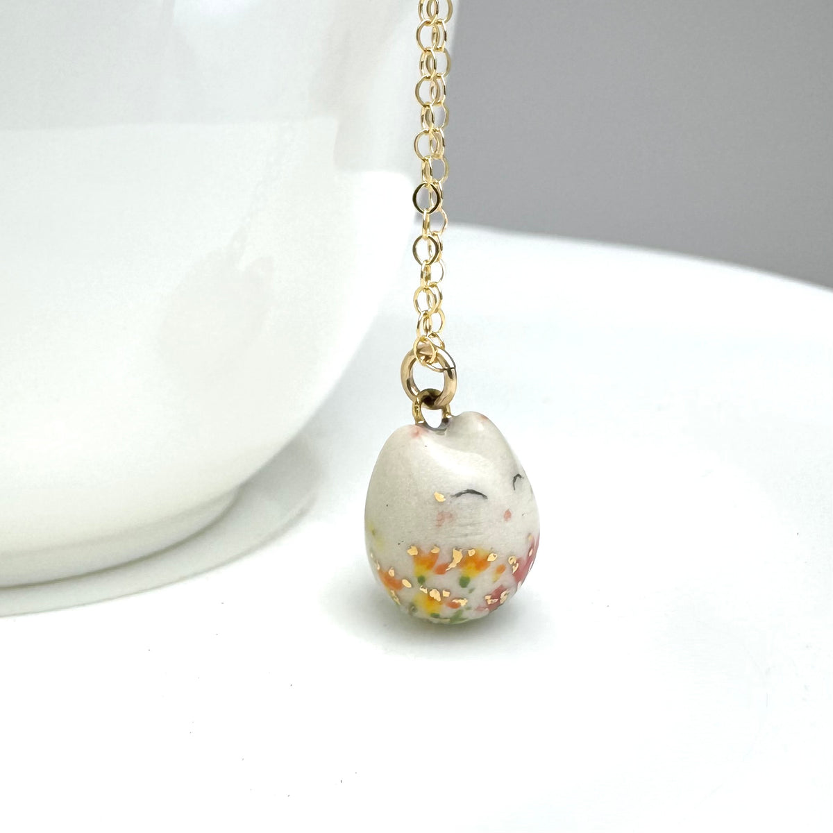 Happy Floral Cat Necklace