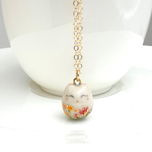 Happy Floral Cat Necklace