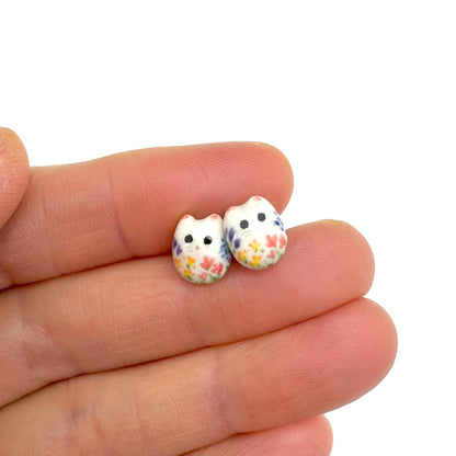 Tiny Floral Cat Stud Earrings