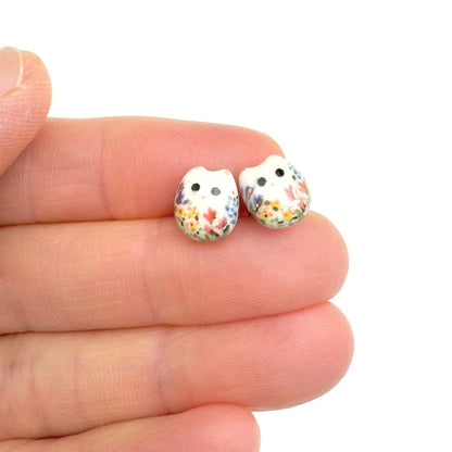 Tiny Floral Cat Stud Earrings