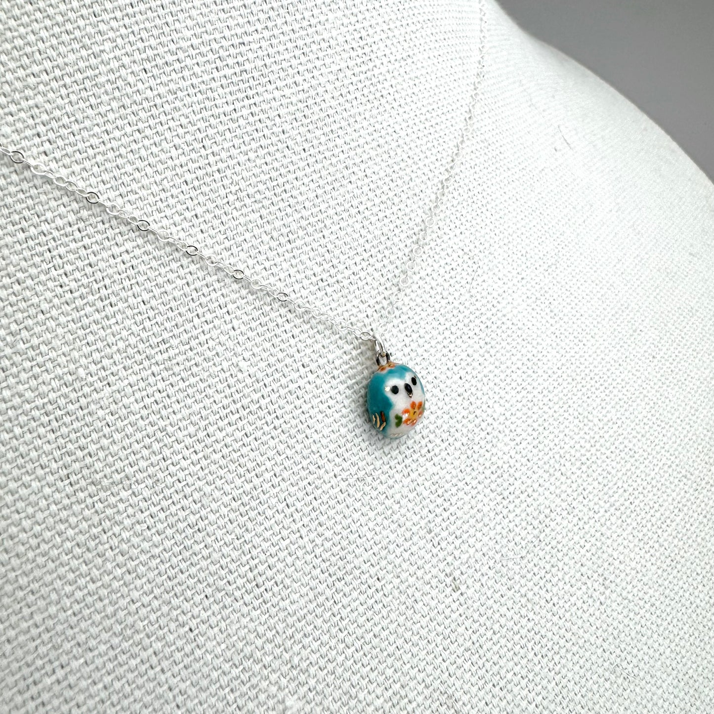 Tiny Blue Owl Necklace