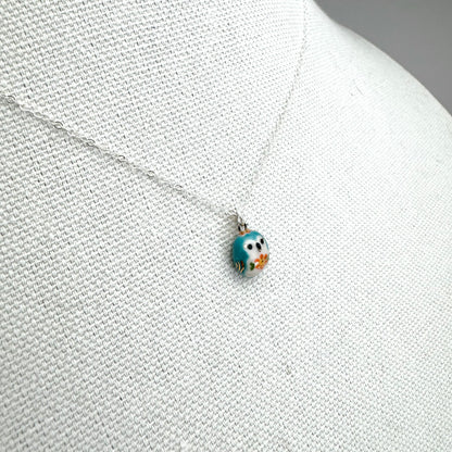 Tiny Blue Owl Necklace