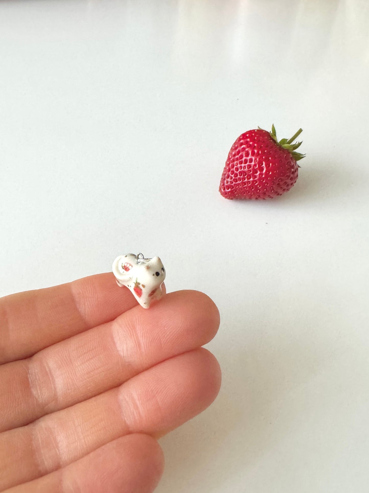Tiny Strawberry Cat Necklace