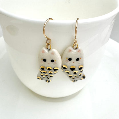 Mermaid Cat Dangle Earrings