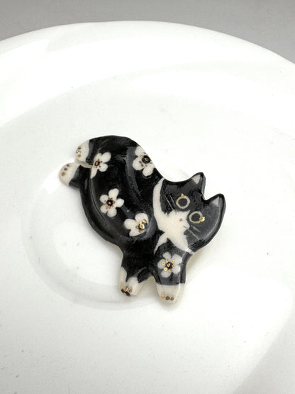 Fancy Tuxedo Cat Pin Brooch