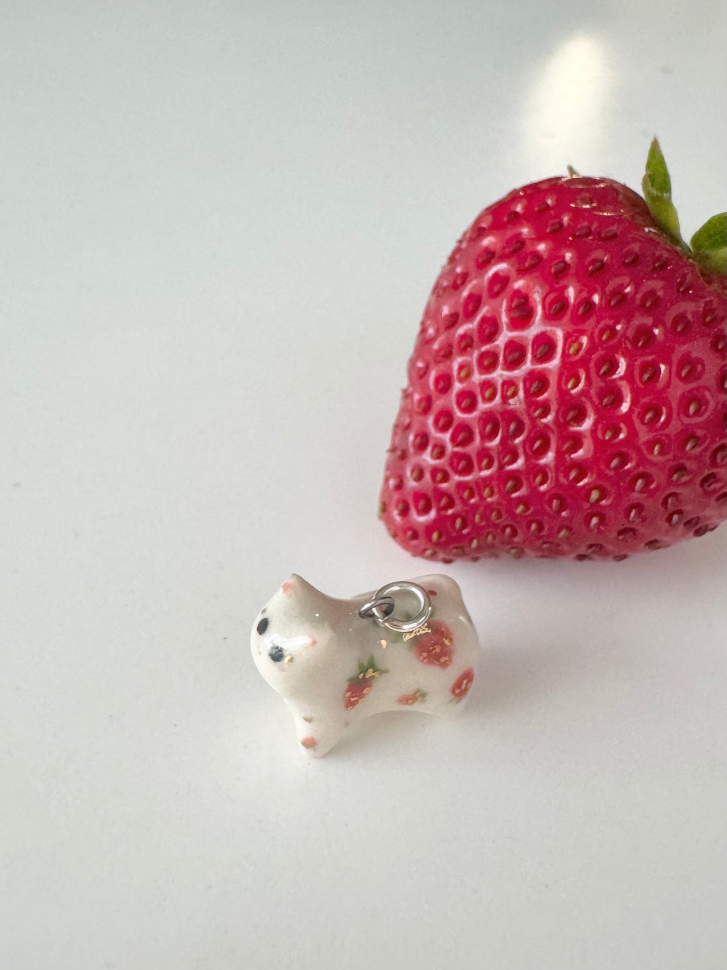 Tiny Strawberry Cat Necklace