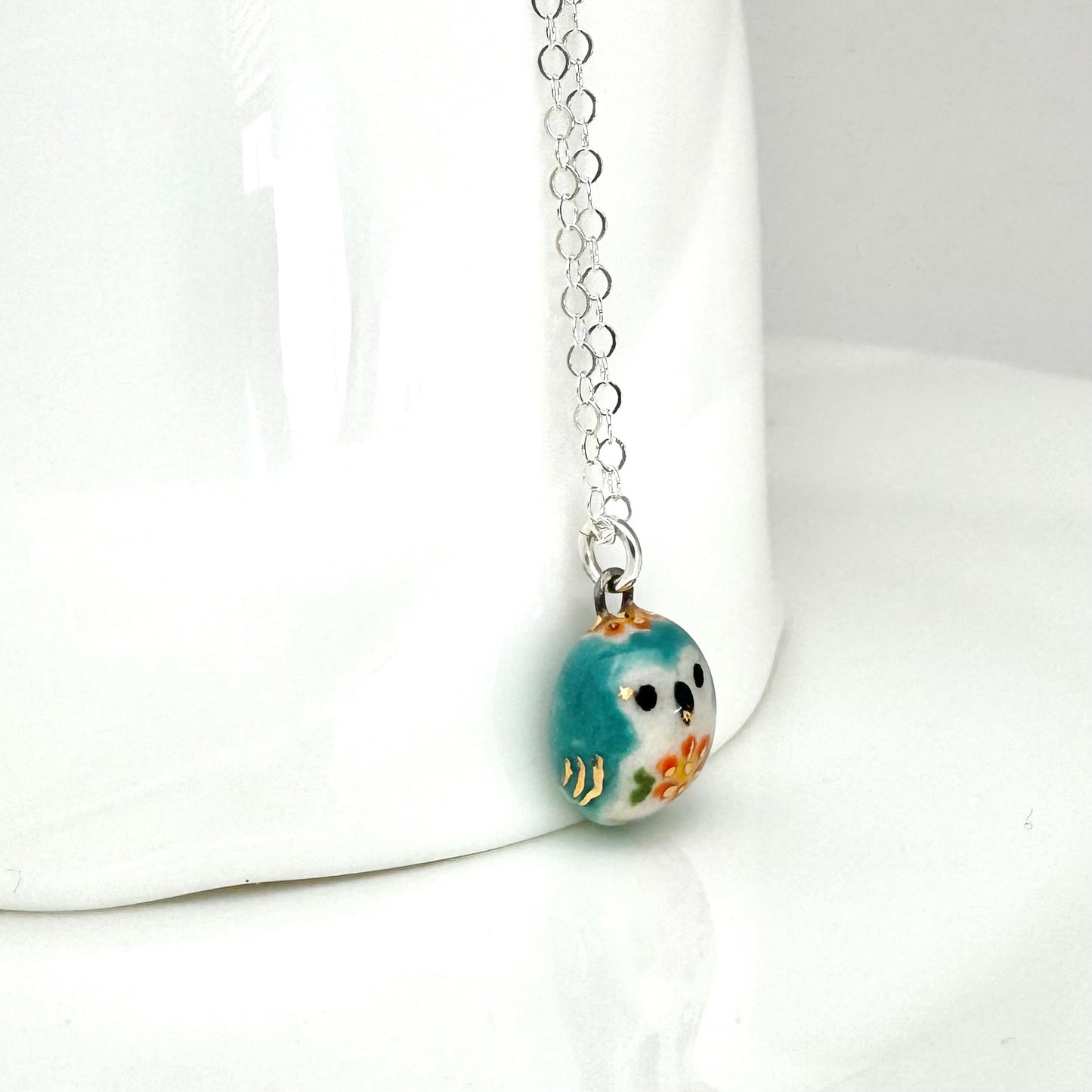 Tiny Blue Owl Necklace