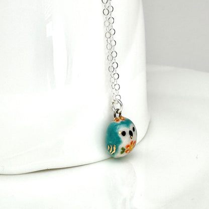 Tiny Blue Owl Necklace