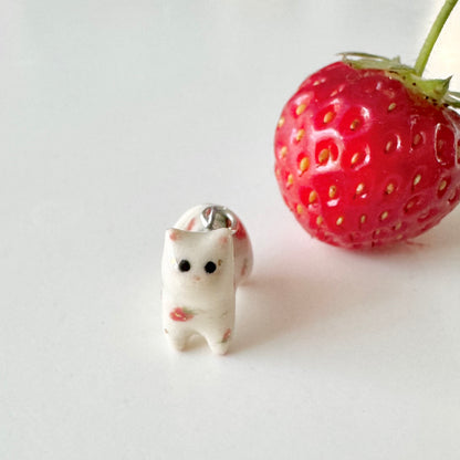 Tiny Strawberry Cat Necklace