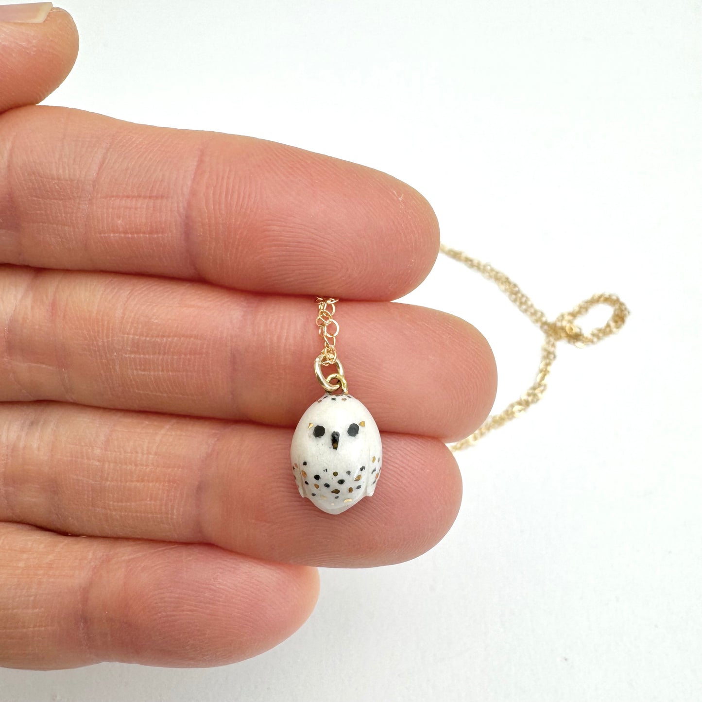 Tiny White Owl Necklace