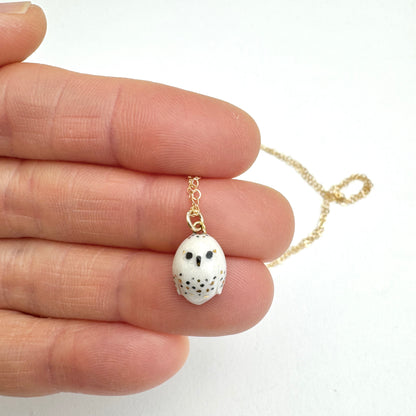 Tiny White Owl Necklace