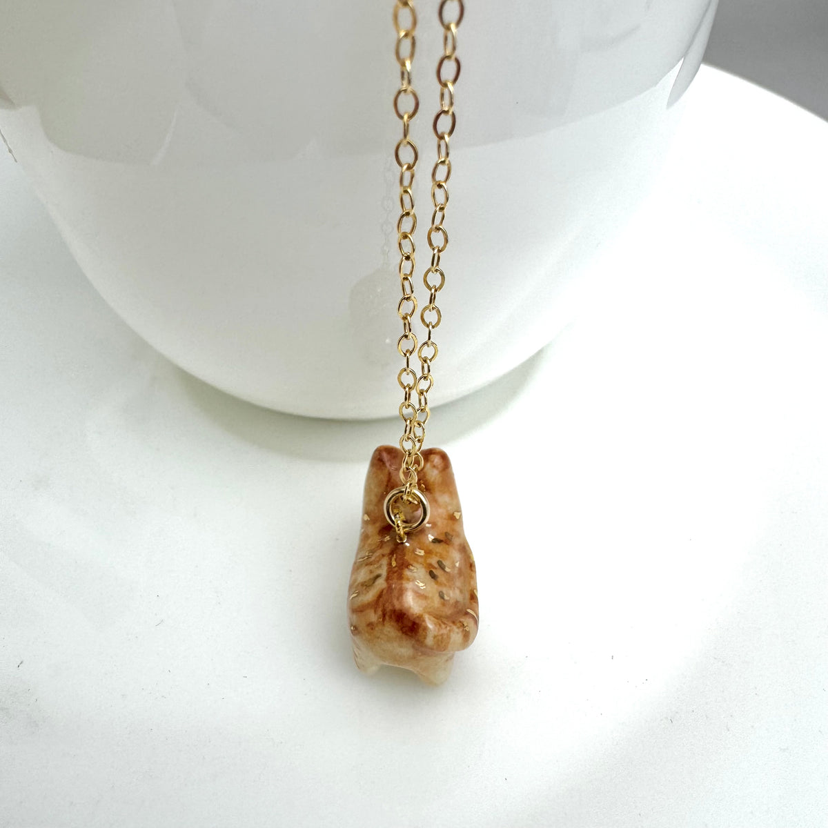 Tiny Fancy Orange Tabby Cat Necklace