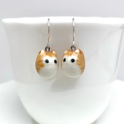 Orange Tabby Cat Dangle Earrings