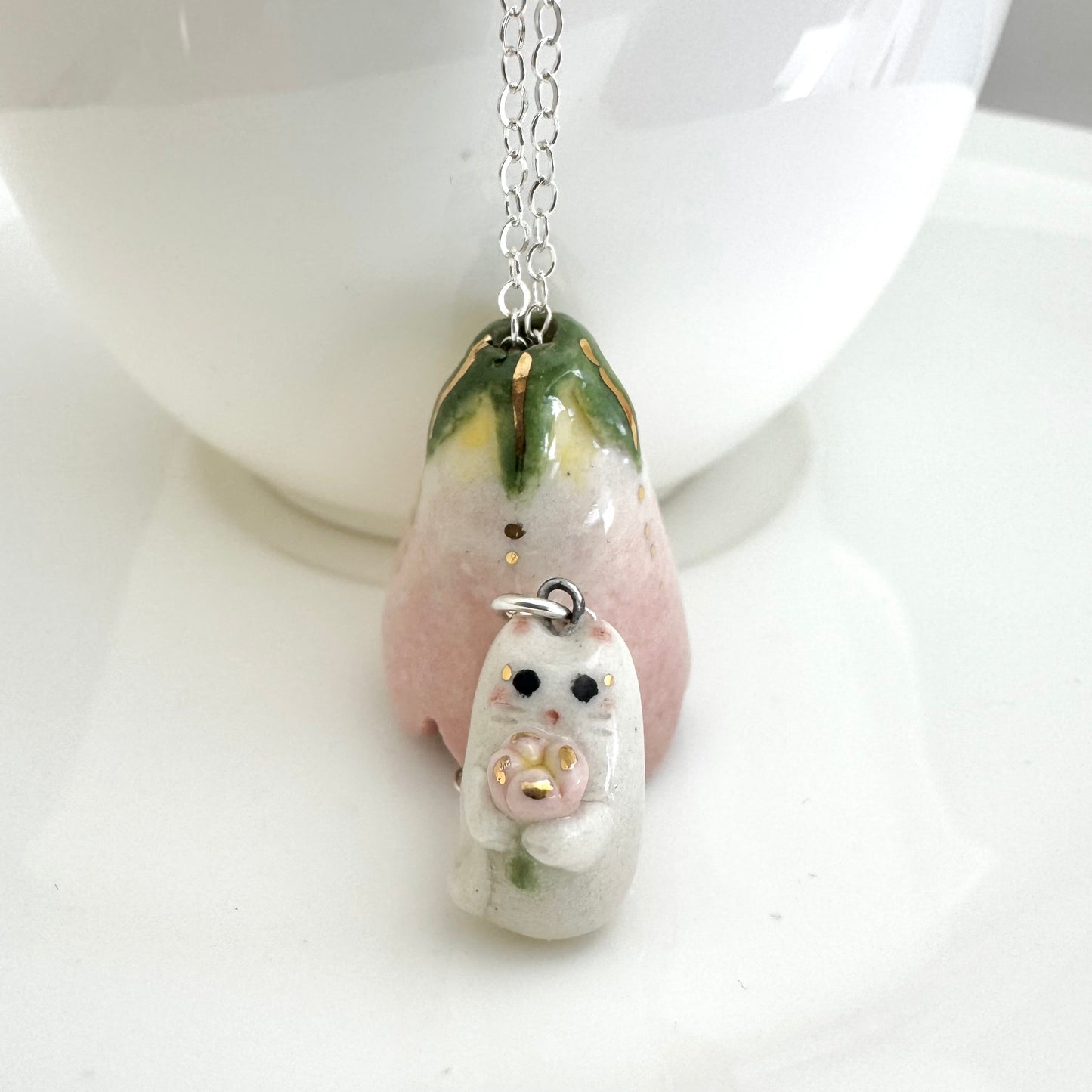Peek a Boo Flower Cat Necklace