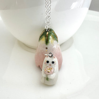 Peek a Boo Flower Cat Necklace
