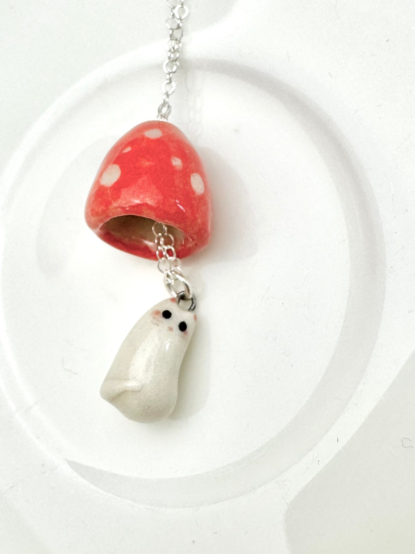 Red Mushroom Cat Necklace