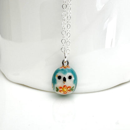 Tiny Blue Owl Necklace