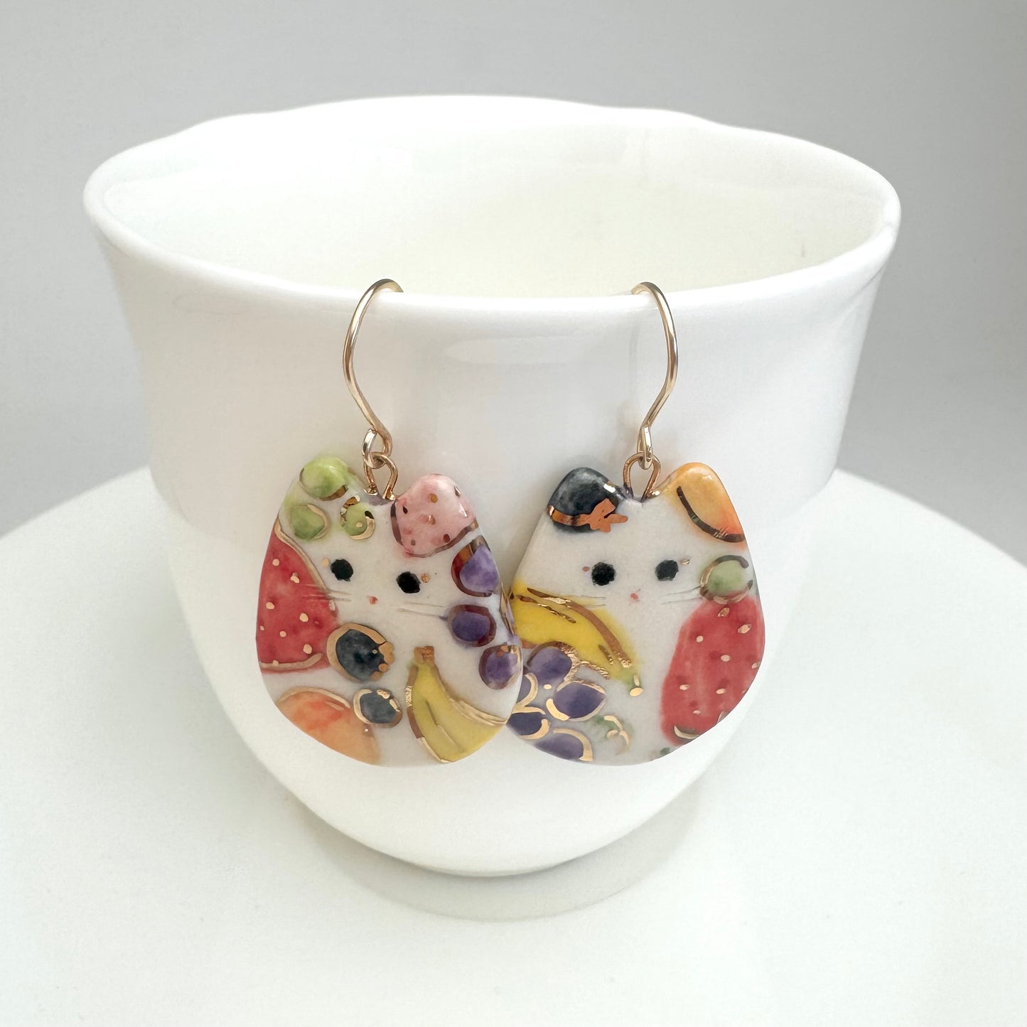Fruit Cat earrings
