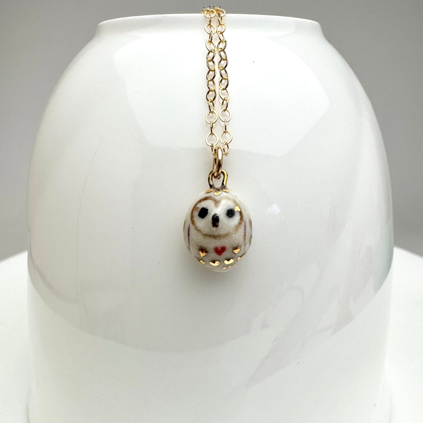 Tiny Heart Owl Necklace